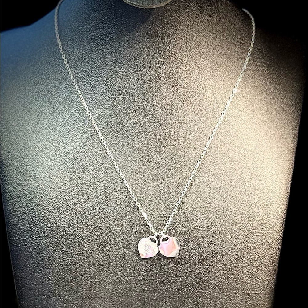 Silver Double Heart Pendant Necklace - Women Jewelry